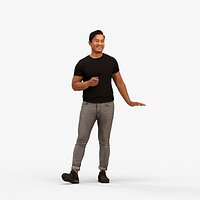 00380Mansur007 - Adult Asian man standing in casual summer attire for public space visualization