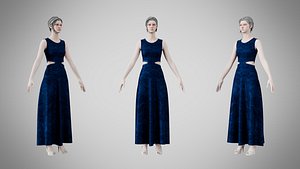Dress 31 Sapphire Mist Velvet v2 3D model