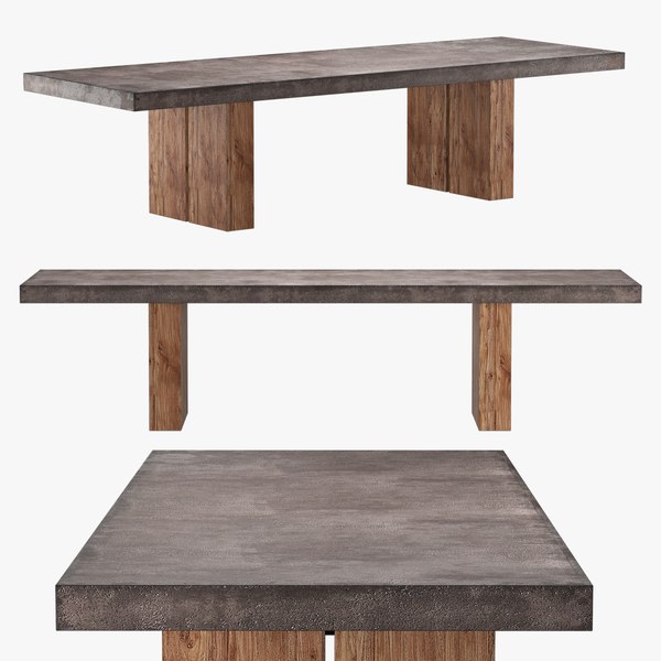 Solano concrete & teak shop rectangular dining table