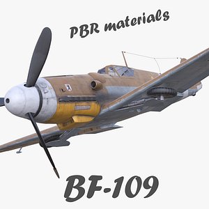 BF-109 German fighter PBR materials 3d model(2)