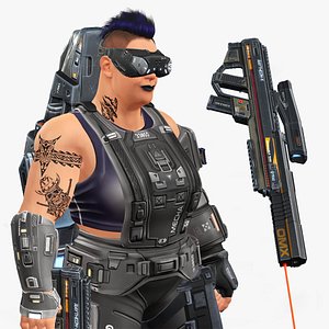 Cartoon 3d Rigged Fighter Robot Girl Character 3D Model