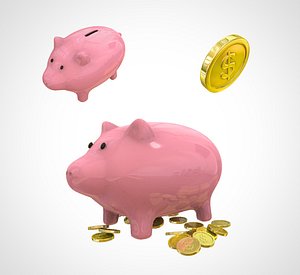 piggy bank coins 3D