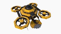 SciFi Military Drone I03 Yellow Dirt - War Vehicle Fantasy