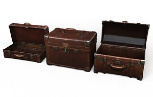 Old leather suitcases 3D