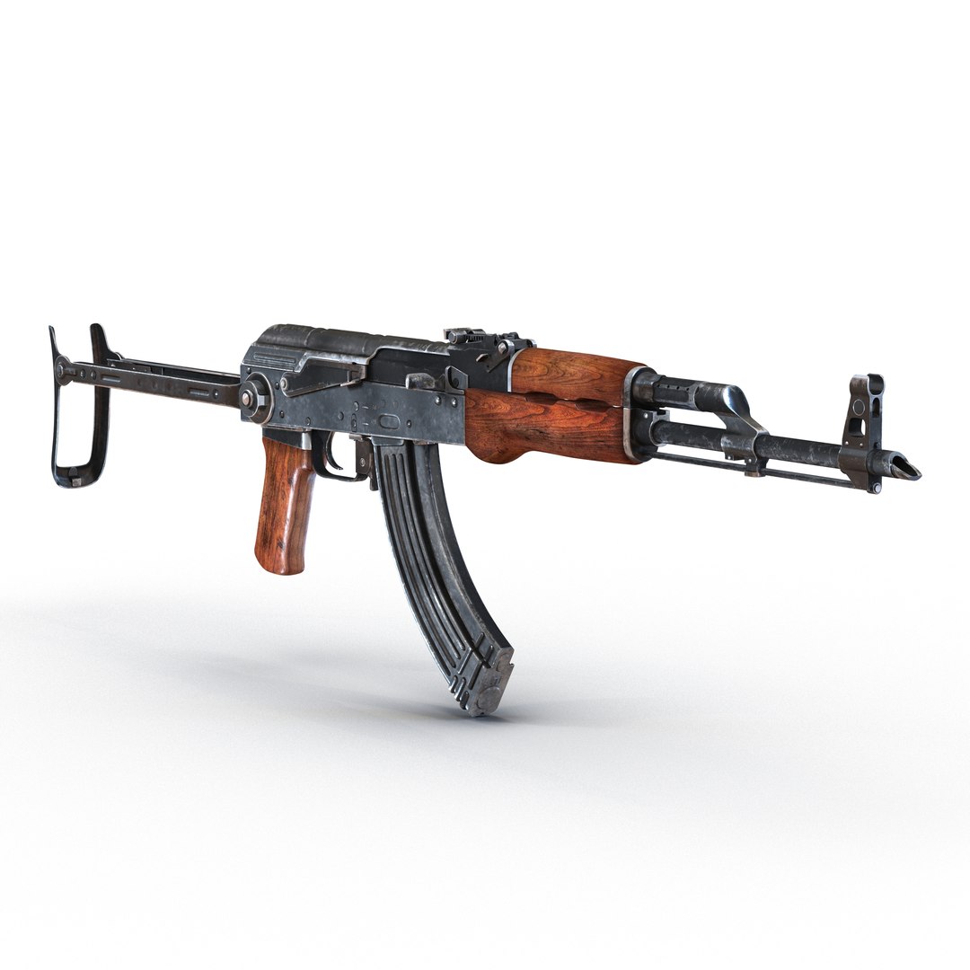 Assault Rifle AKMS 3D model for military scenes and visualization