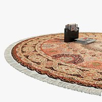 Oriental Round Rug with Fringe