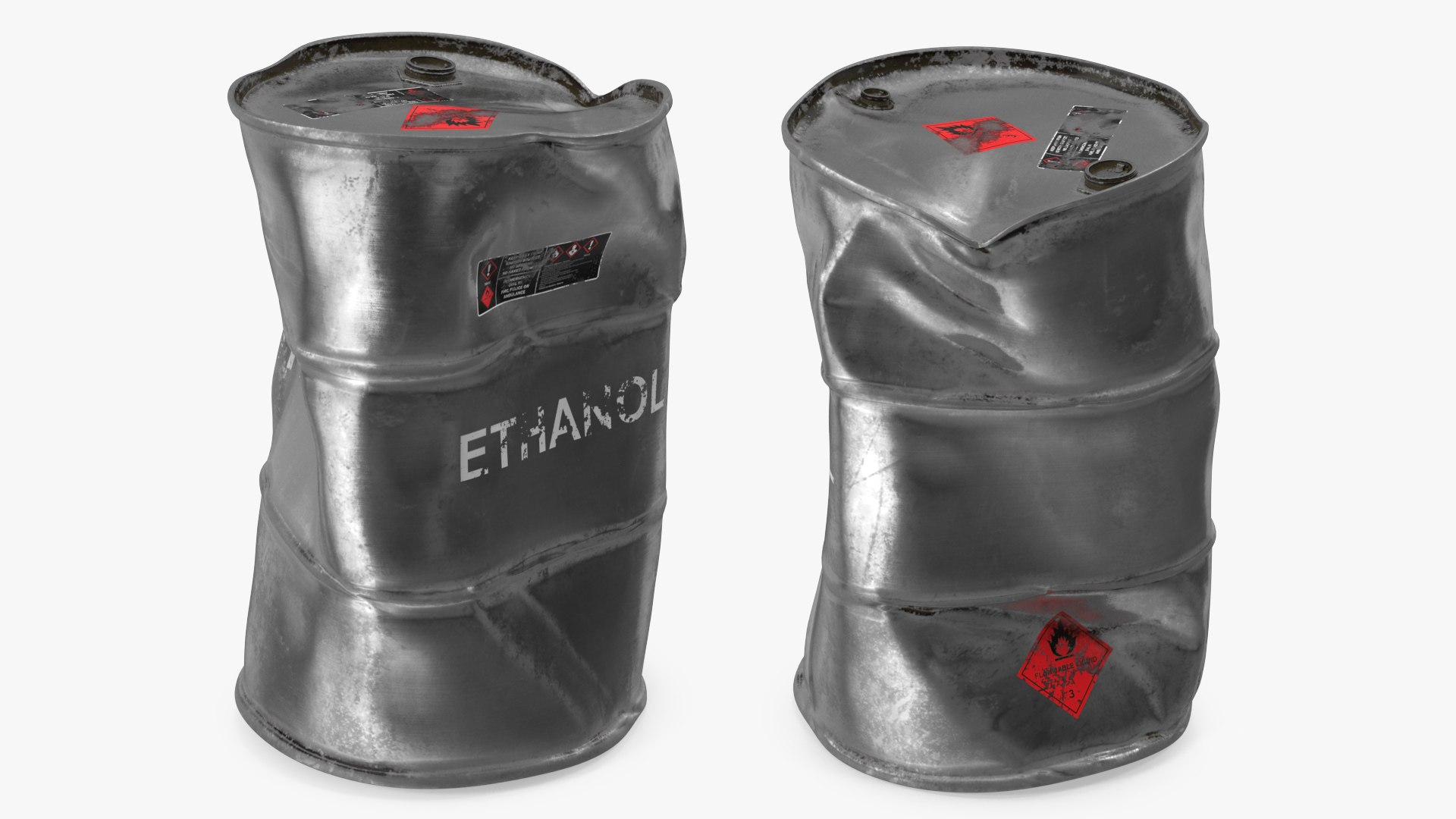 Damaged Ethanol Metal Barrel 3D model preview