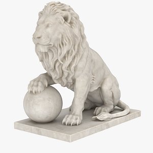 Lion Statue Sitting With Globe Neutral