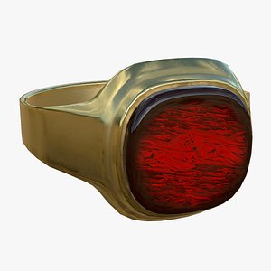 Golden Ring  With Red Stone 3D model