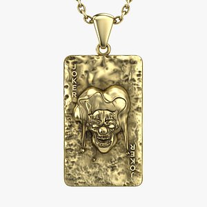 Creepy Joker Clown Playing Card Pendant Necklace 3D Model model
