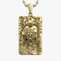 Creepy Joker Clown Playing Card Pendant Necklace 3D Model