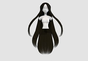 3D model anime long hairstyle