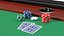 Casino Poker Table with Cards and Chips 3D