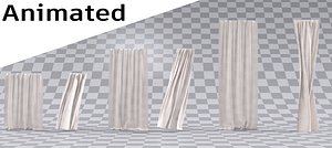 Animated curtain fabric blowing in the wind animation 3D model