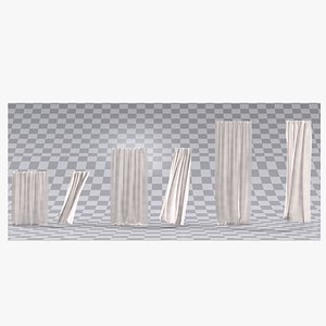 Animated curtain fabric blowing in the wind animation 3D model