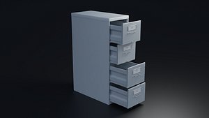 Filing Cabinet 4K and 2K Low-poly 3D