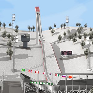 Winter Ski Jump Ramp-High Detail 3D model