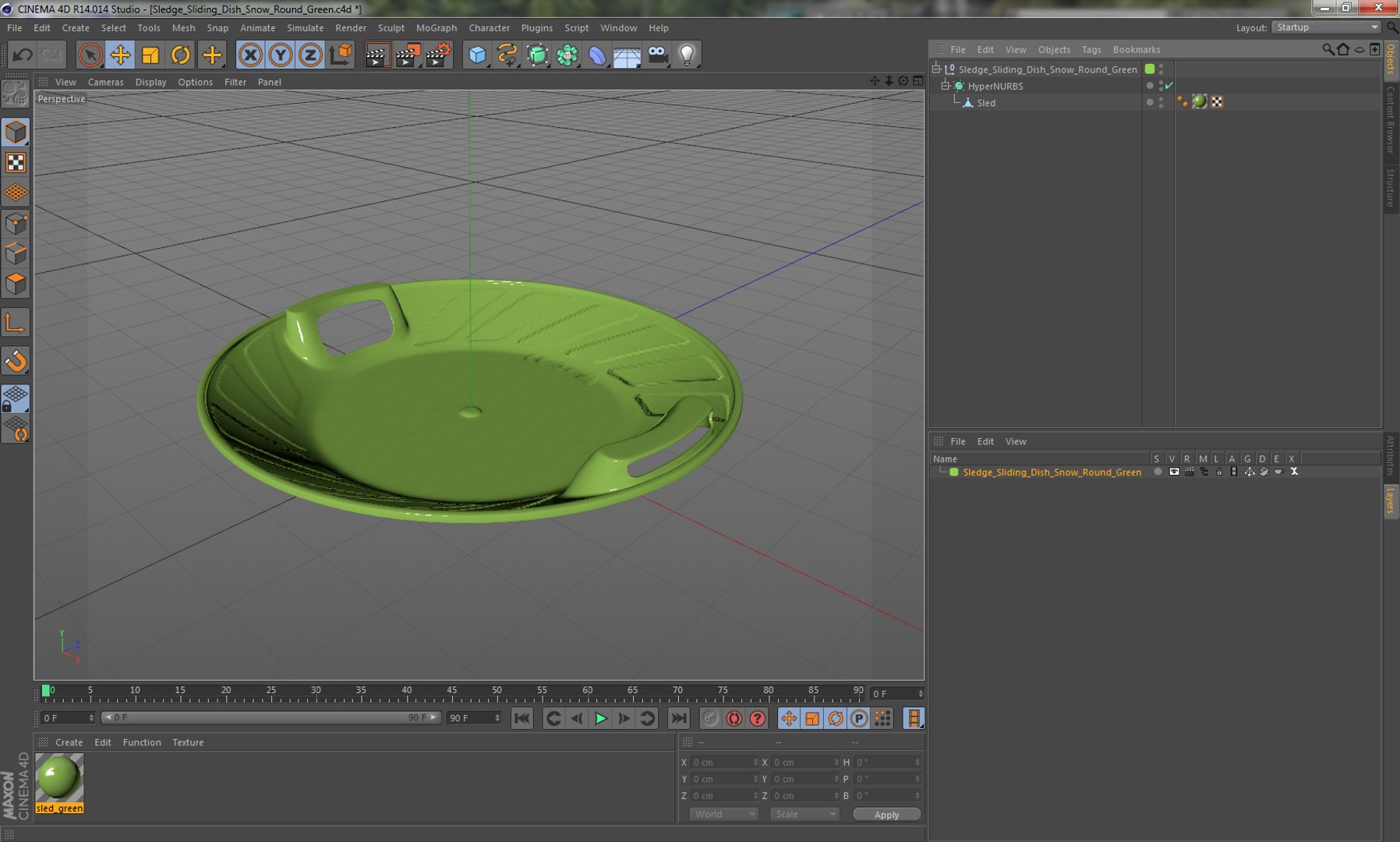 3d Max Sledge Sliding Dish Snow