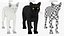 Ensemble de fourrure de chat domestique noir animé et riggé pour Maya