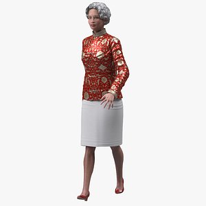 Chinese Elderly Woman Formal Wear Rigged for Maya