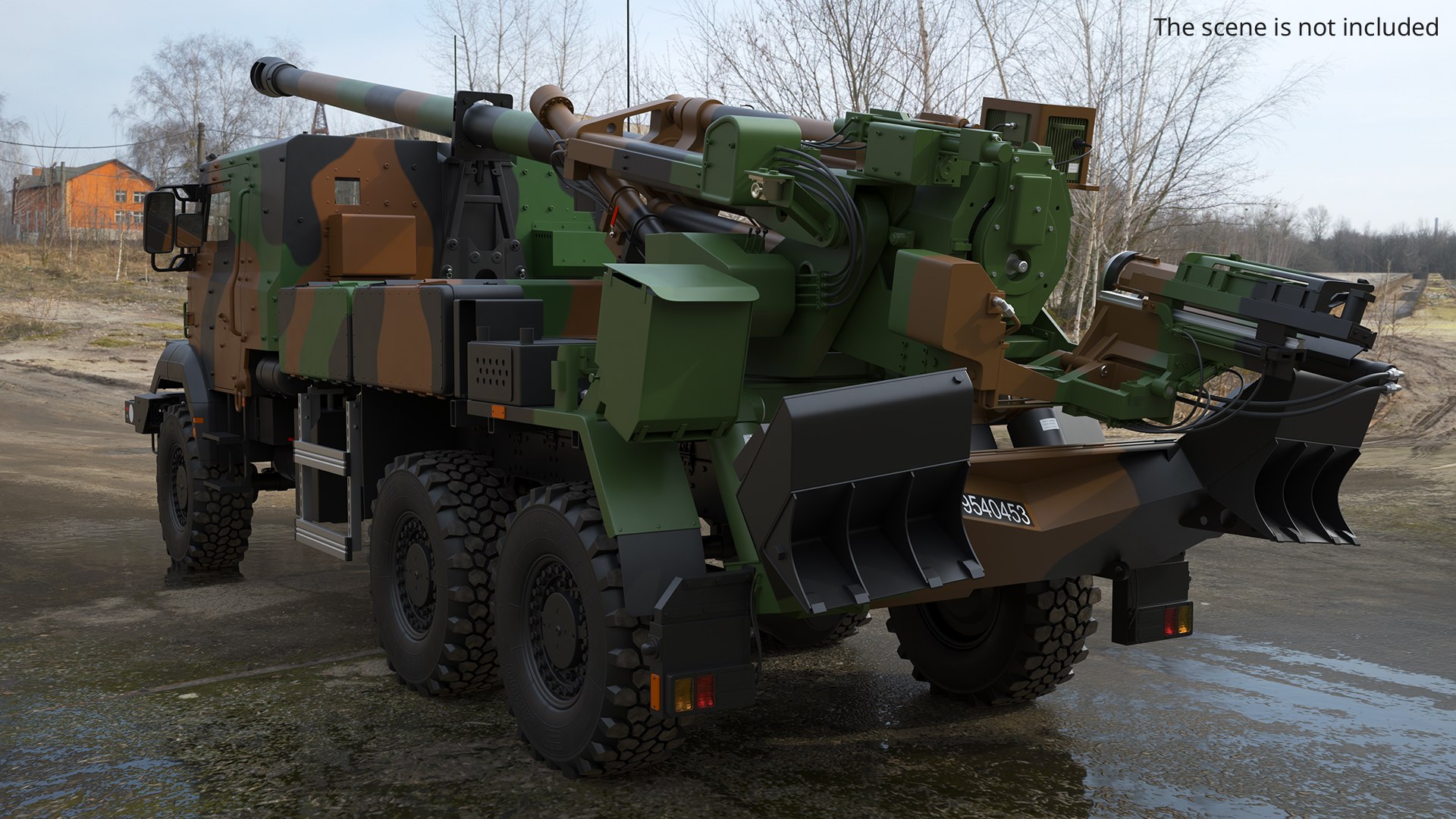 Tactical Wheeled Howitzer Artillery System Rigged For Cinema 4D Model ...