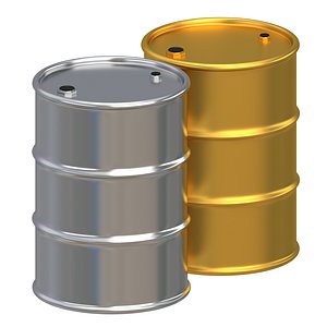3D Oil Barrel Gold And Stainless Steel model