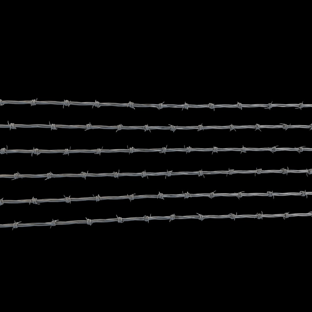 barbed wire high detailed 3D model https://p.turbosquid.com/ts-thumb/ar/9c6pdu/Pc/barbedwire2/jpg/1622017939/1920x1080/fit_q87/254e625a4013303918bf2be5ead7c36e83b8d527/barbedwire2.jpg