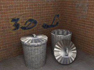 Alley Corner with Bins Low Poly