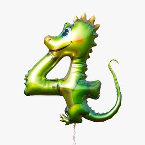 3D Number 4 - Lizard shaped foil helium balloon model