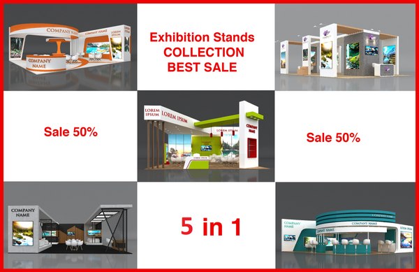 5 Exhibition Stand Stall Fair 3D Model Collection 3D model