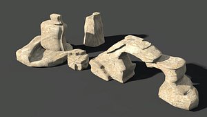 3D model desert cliff rock set 7 pieces  printable