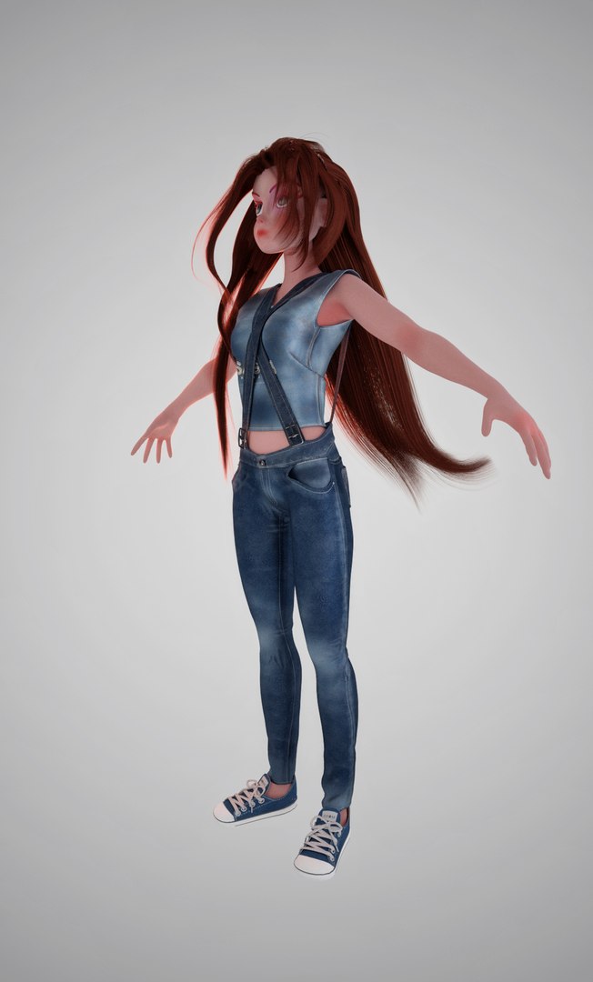 Cartoon girl toon model - TurboSquid 1344260