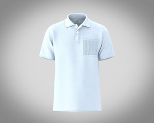 Mens polo shirt with mesh pocket 3D