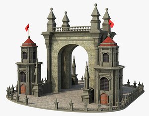 3D Fantasy Guard Towers Gate model
