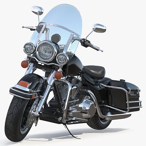 Road King Motorcycle Black Parked