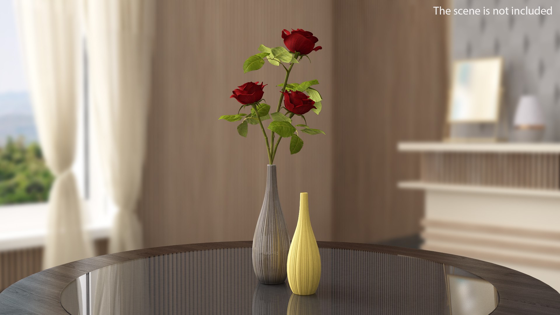 Tall Ceramic Flower Vases Set 3D model preview