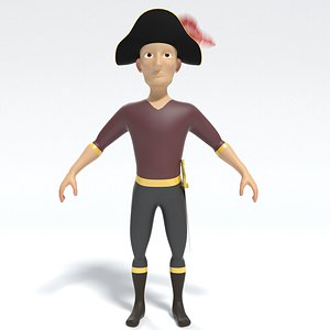 3d cartoon pirate captain model