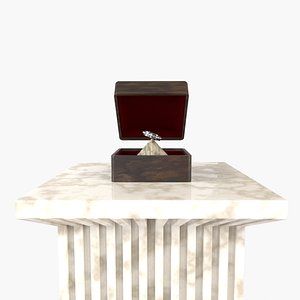 Diamond Ring On Marble Stand 3D model
