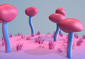 3D lovely pink little island model