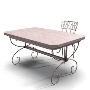 Rustic Iron Garden Table And Armchair PBR