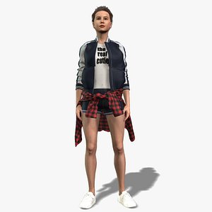Elegant Woman 3D Character Fully Rigged Model 3D model