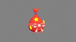 cartoon red gift bag Low-poly 3D model