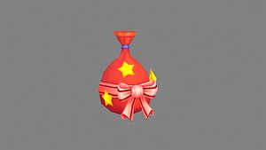 cartoon red gift bag Low-poly 3D model