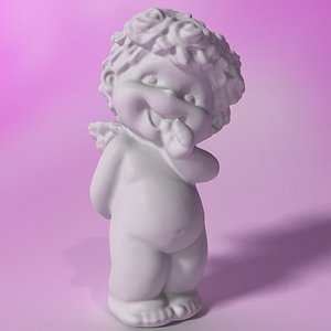 3d stylized little angel statuette model