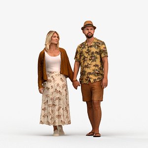 00448Nickolas006 - Adult Caucasian couple walking together in summer travel attire model
