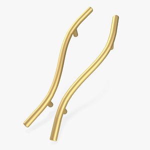 Door Handles Thin Wave Gold 3D model