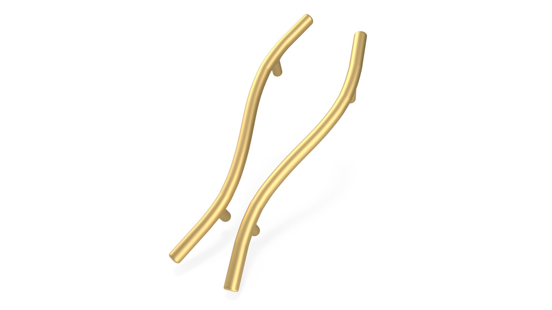 Door Handles Thin Wave Gold 3D model preview