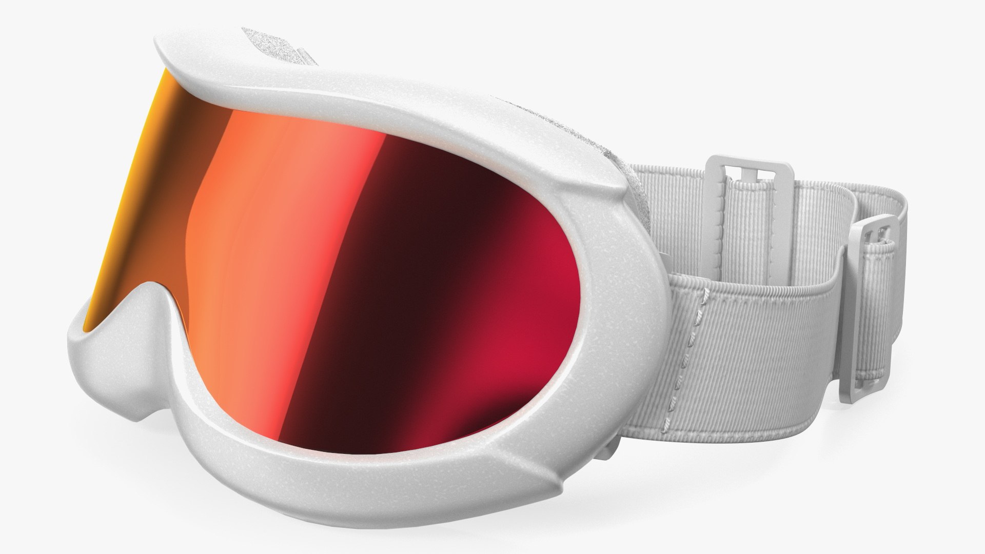 White Snow Ski Goggles for Girls with Red Glass 3D model preview