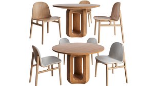 3D Deepah Circular Table and Terra wood chair