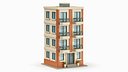 Cartoonish Apartment Building Low Poly 3D Model 03